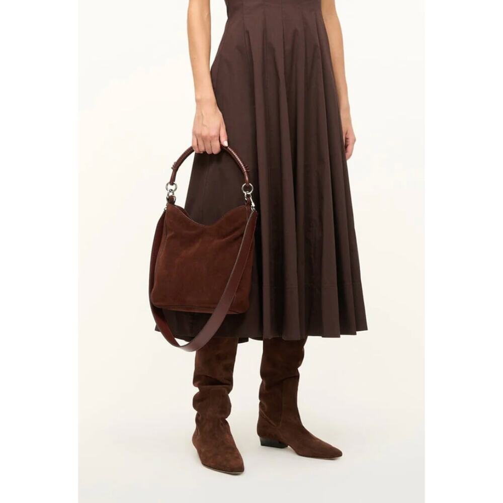 STAUD MEL BAG | MAHOGANY SUEDE SHOULDER BAG, Brand New - Picture 4 of 11